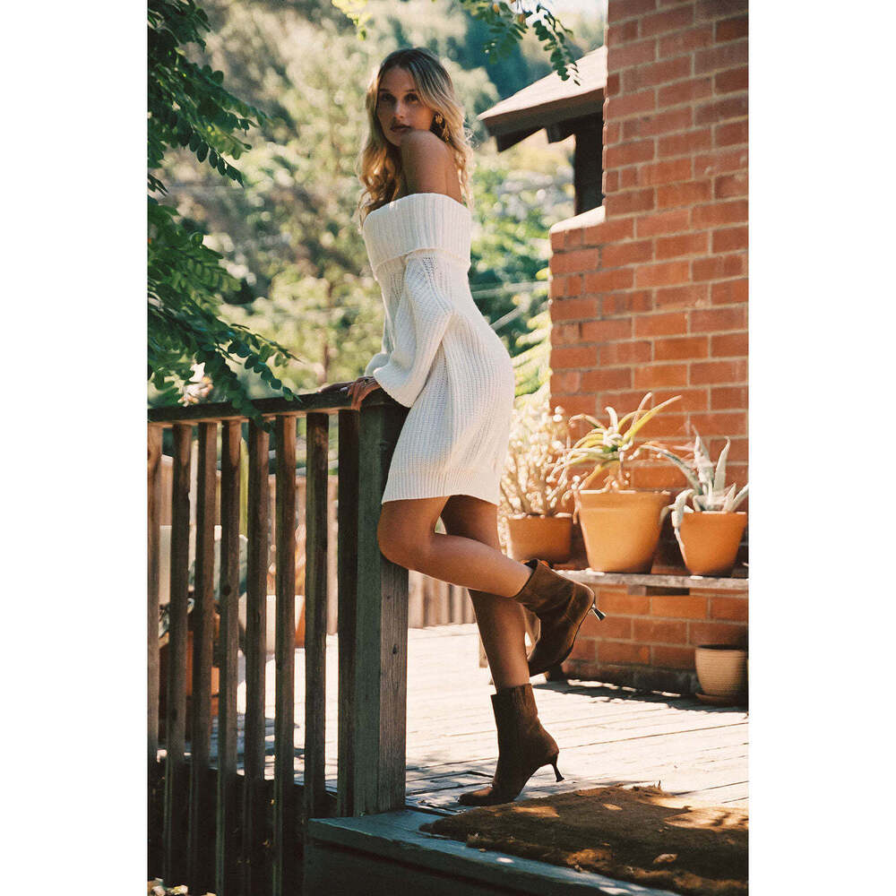 12th Tribe Rhetta White Off The Shoulder Sweater Dress Size XSXS